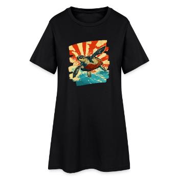 Tortue de mer rétro - Robe T-shirt Femme - noir - Devant