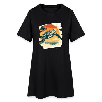Tortue de mer rétro - Robe T-shirt Femme - noir - Devant