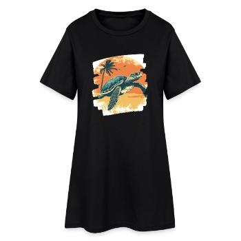 Tortue de mer rétro - Robe T-shirt Femme - noir - Devant