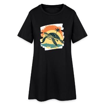 Tortue de mer rétro - Robe T-shirt Femme - noir - Devant