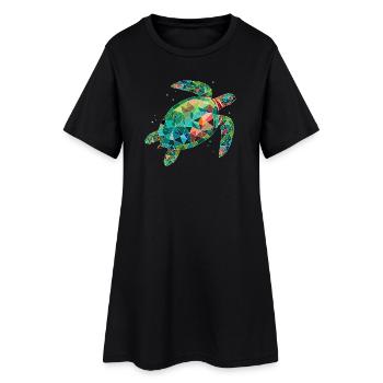Tortue d’eau colorée - Conception de mer colorée - Robe T-shirt Femme - noir - Devant