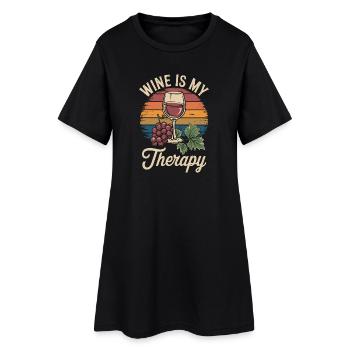 Le vin est ma tenue de verre à vin thérapeutique pour - Robe T-shirt Femme - noir - Devant