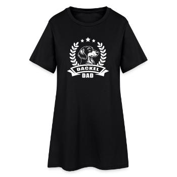 Design « Papa teckel » avec bannière et couronne de blé - Robe T-shirt Femme - noir - Devant