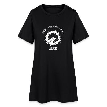 Jésus et le motif de la couronne de croix - Robe T-shirt Femme - noir - Devant