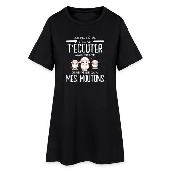 J'ai l'air d'écouter mes moutons - Robe T-shirt Femme - noir - Devant