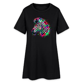 Zebra - Frauen T-Shirt-Kleid - Schwarz - Vorne