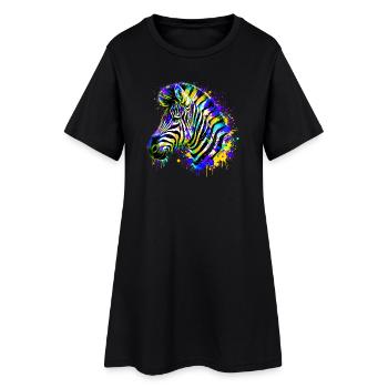 Zebra - Frauen T-Shirt-Kleid - Schwarz - Vorne