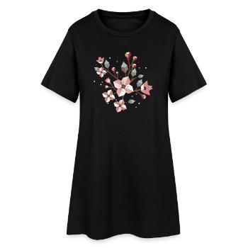 Branche de fleur de cerisier élégante - Splendeur printanière délicate - Robe T-shirt Femme - noir - Devant