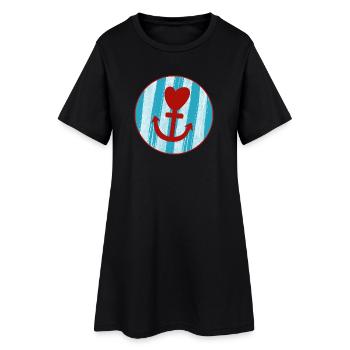 Rayures d’ancre Hambourg Amour Coeur Mer du Nord Ahoy Fan - Robe T-shirt Femme - noir - Devant