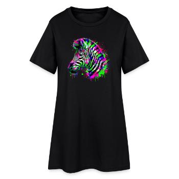 Zebra - Frauen T-Shirt-Kleid - Schwarz - Vorne
