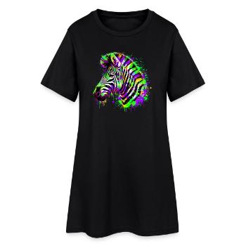 Zebra - Frauen T-Shirt-Kleid - Schwarz - Vorne