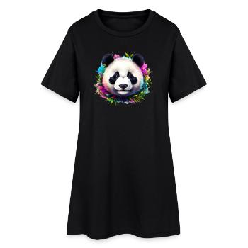 Panda - Frauen T-Shirt-Kleid - Schwarz - Vorne