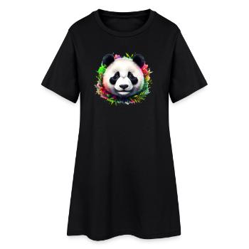 Panda - Frauen T-Shirt-Kleid - Schwarz - Vorne