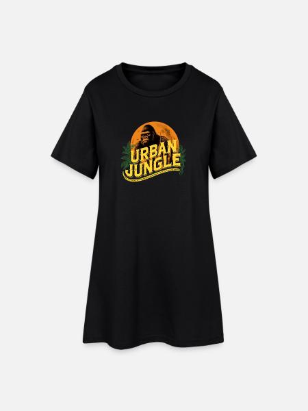 Urban Jungle Logo Color - Women’s T-Shirt Dress - black
