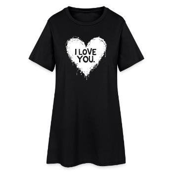 Je t’aime, blanc - Robe T-shirt Femme - noir - Devant