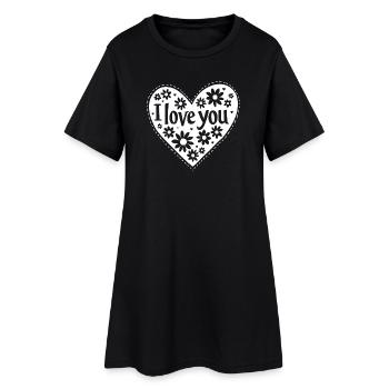 Ich liebe dich, Weiß - Frauen T-Shirt-Kleid - Schwarz - Vorne