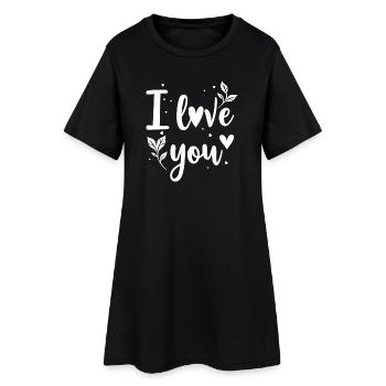 Ich liebe dich, Weiß - Frauen T-Shirt-Kleid - Schwarz - Vorne