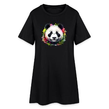 Panda - Frauen T-Shirt-Kleid - Schwarz - Vorne