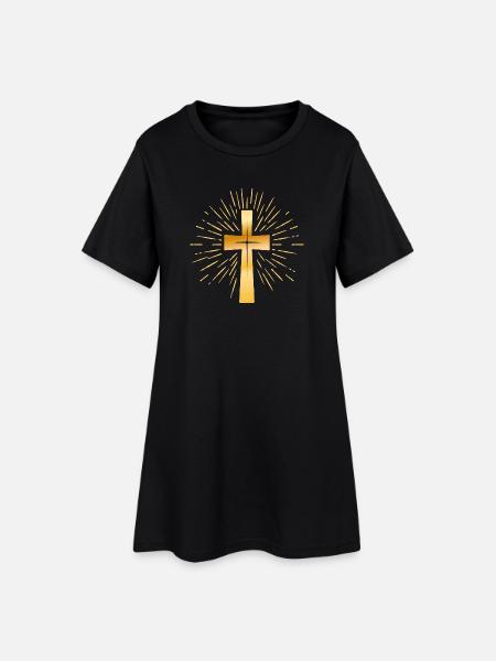 Kirche - Christliches Kreuz - Christlicher Glaube - Frauen T-Shirt-Kleid - Schwarz