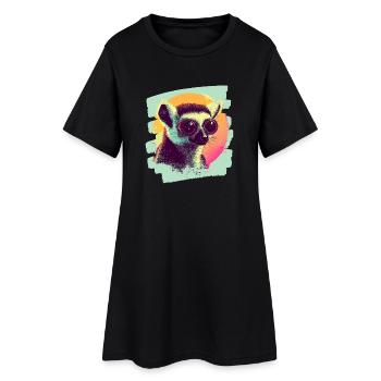 Lemur - Frauen T-Shirt-Kleid - Schwarz - Vorne