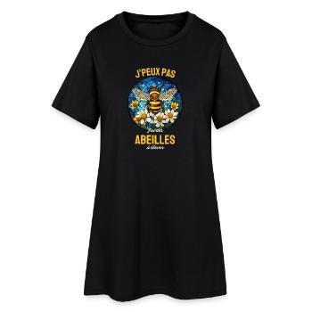 J'peux pas j'ai des abeilles – Vitrail Floral - Robe T-shirt Femme - noir - Devant