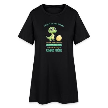 Dino mignon, Grand frère arrive - Robe T-shirt Femme - noir - Devant