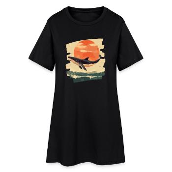 Baleine Rétro - Robe T-shirt Femme - noir - Devant