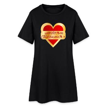 HERZ HERZLICHEN GLÜCKWUNSCH - Frauen T-Shirt-Kleid - Schwarz - Vorne