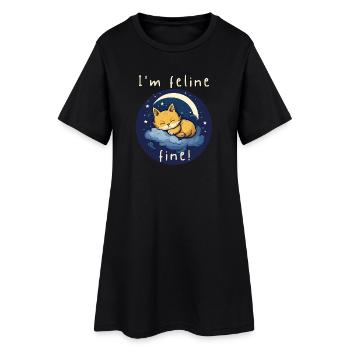 Chaton fin félin au clair de lune - Robe T-shirt Femme - noir - Devant