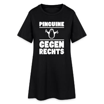 Pinguine gegen rechts / weiß - Frauen T-Shirt-Kleid - Schwarz - Vorne