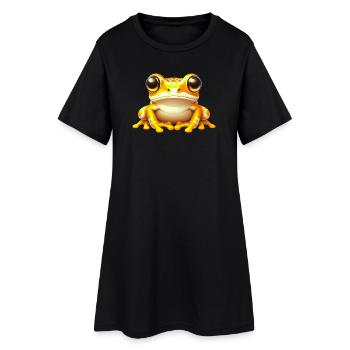 Frosch - Frauen T-Shirt-Kleid - Schwarz - Vorne