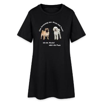 Kreuzung Pudel und Mops - Frauen T-Shirt-Kleid - Schwarz - Vorne