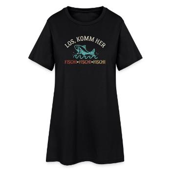 Komm Her Fischi Sportangler Angeln Fischen - Frauen T-Shirt-Kleid - Schwarz - Vorne