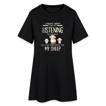 Listening But Thinking About Sheep - Women’s T-Shirt Dress - black - Front