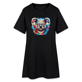Koala - Frauen T-Shirt-Kleid - Schwarz - Vorne