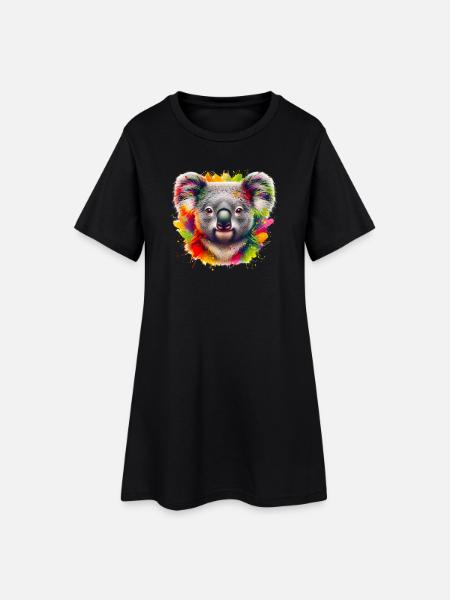 Koala - Frauen T-Shirt-Kleid - Schwarz