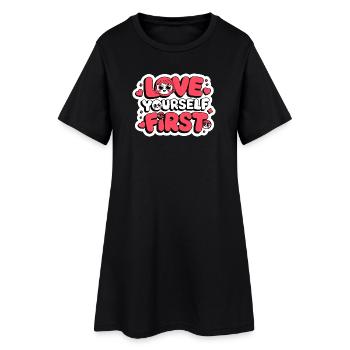 love yourself first Galentine’s Day 2026 - Robe T-shirt Femme - noir - Devant