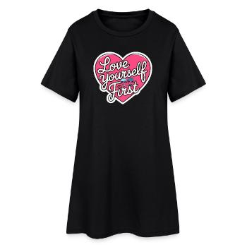 love yourself first Galentine’s Day 2026 - Robe T-shirt Femme - noir - Devant