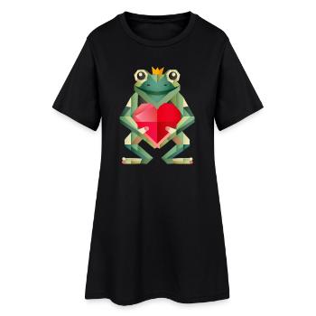 Froschkönig mit Herz –Geometrische Liebeserklärung - Frauen T-Shirt-Kleid - Schwarz - Vorne