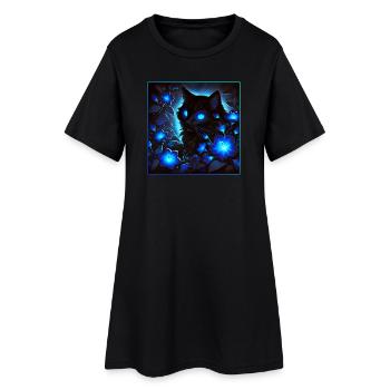 A shimmering glowing little black cat - Women’s T-Shirt Dress - black - Front