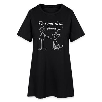 Qui va avec le chien ! - Robe T-shirt Femme - noir - Devant
