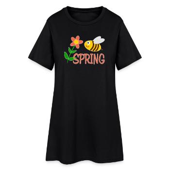 Motif printanier avec abeille - Robe T-shirt Femme - noir - Devant