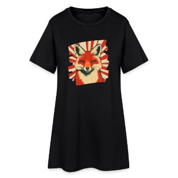 Fuchs Retro - Frauen T-Shirt-Kleid - Schwarz - Vorne