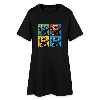 Lab Love Pop, Copain, Guimauve, Peluche, Heureux - Robe T-shirt Femme - noir - Devant