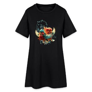 Mélodie d’amour d’oiseaux tendres. - Robe T-shirt Femme - noir - Devant