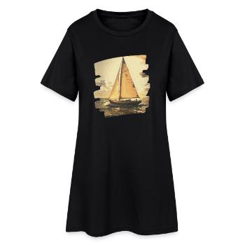 Voilier - Robe T-shirt Femme - noir - Devant