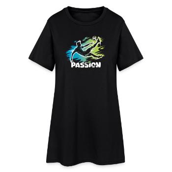 Passion – Conception de ballons de football pour de vrais footballeurs - Robe T-shirt Femme - noir - Devant