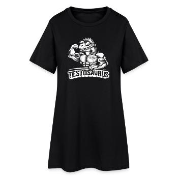 Testosaurus – Der muskulöse Cybersaurus - Frauen T-Shirt-Kleid - Schwarz - Vorne