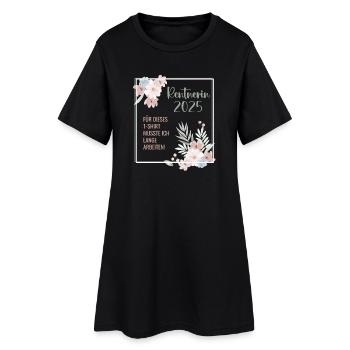 Rentnerin 2025 – Lange gearbeitet - Blümchen - Frauen T-Shirt-Kleid - Schwarz - Vorne