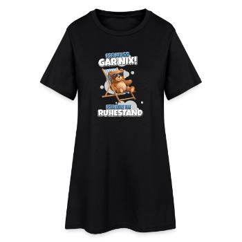 Ich muss Gar Nix – Ruhestand mit Teddy - Frauen T-Shirt-Kleid - Schwarz - Vorne